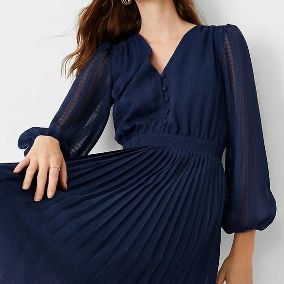 Ann Taylor Textured Pleated Flare Dress - Picture 3 of 3